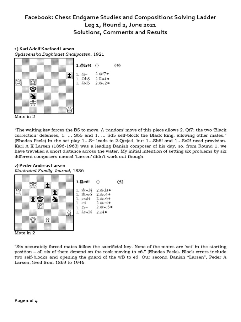 Chess Endgame Studies: Solutions & Results | PDF