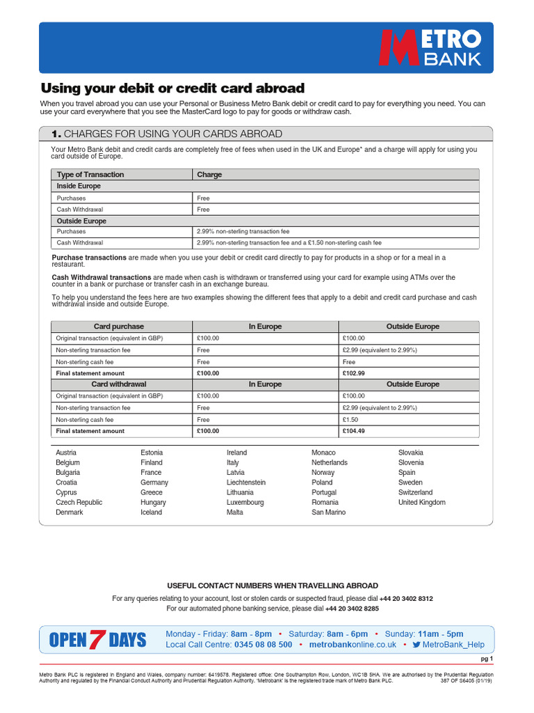 Using Your Debit and Credit Card Abroad Moreinformation | PDF | Debit ...