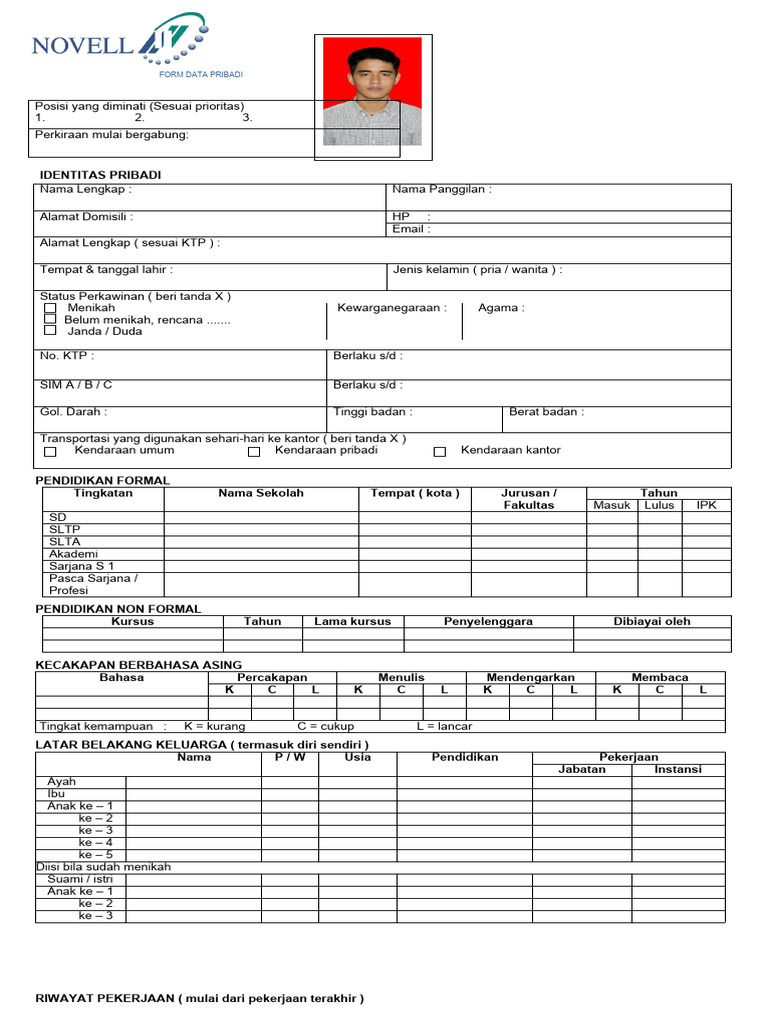 Form data pribadi novell pharm pdf