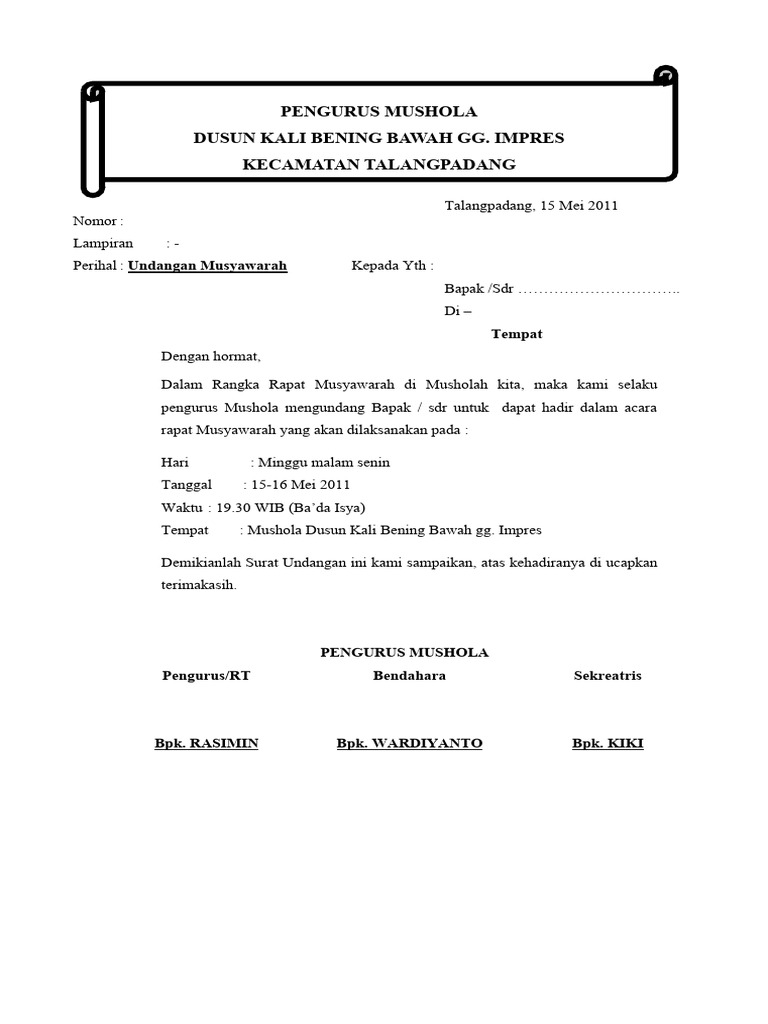 Undangan Musyawarah | PDF
