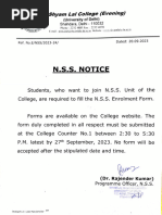 NSS Notice NSS Form