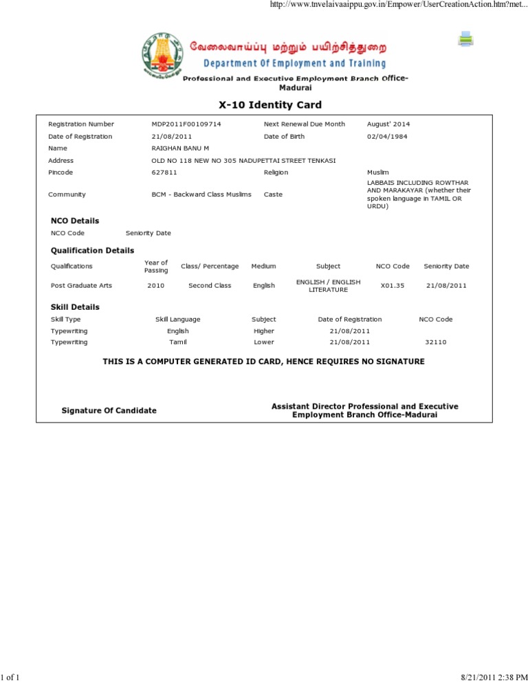 WWW Tnvelaivaaippu.gov in User Creation Action PDF