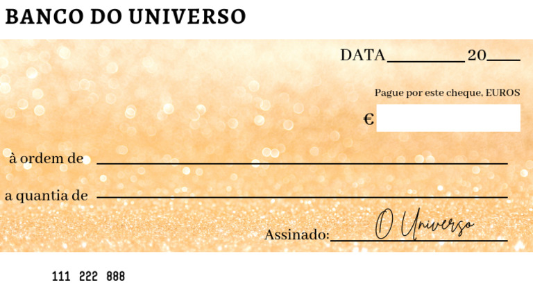 Cheque do Universo para Imprimir | PDF
