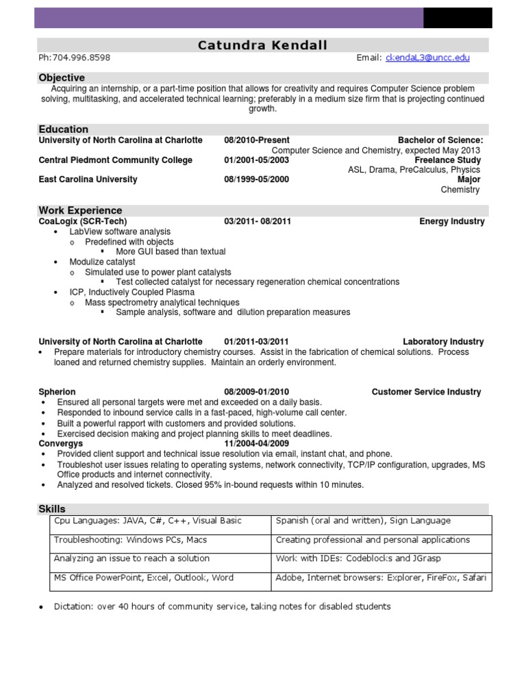Computer Science Internship Resume | PDF | Business | Technology ...