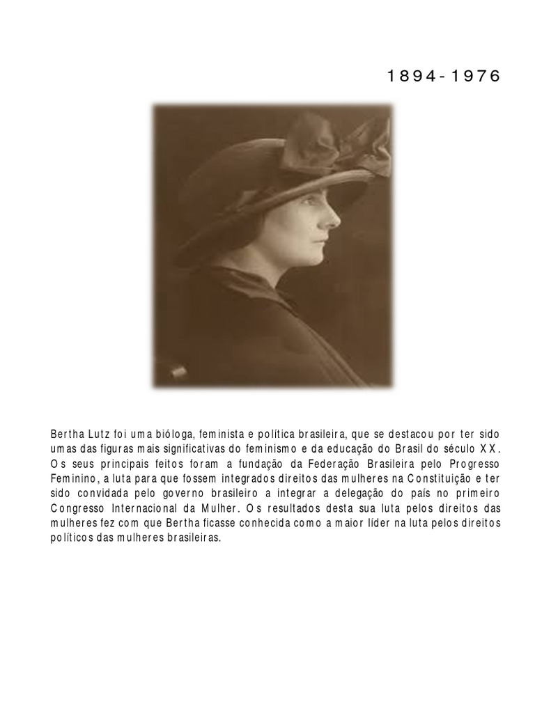 Bertha Lutz: Pioneira do Feminismo Brasileiro | PDF | História
