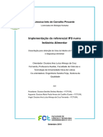 Implementação Do Referencial IFS Numa Indústria Alimentar: Jessica Inês de Carvalho Pincante