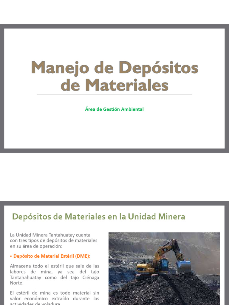 Capacitacion Manejo Depositos de Materiales | PDF | Minería | Agua