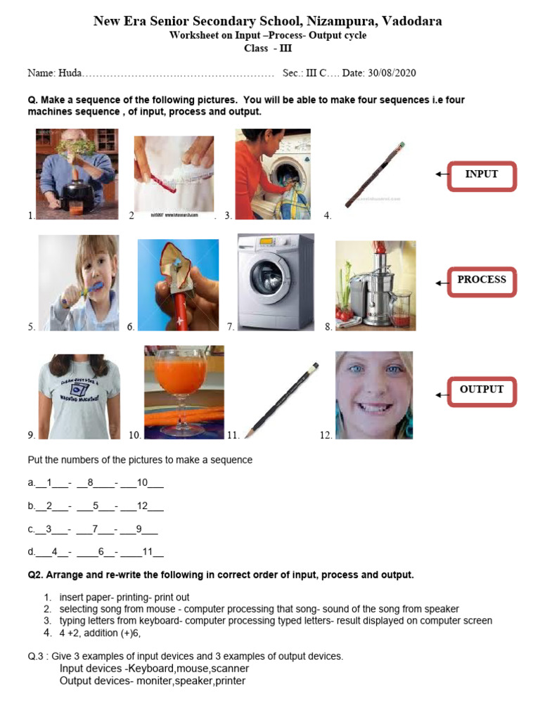 Class 3 IPO Cycle Worksheet PDF
