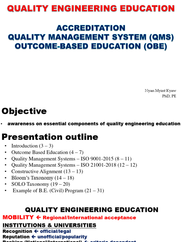 Quality Engineering Education PDF Quality Management Knowledge