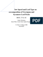Effect of Flow Speed and Leaf Type On Decomposition of Sweetgum and Sycamore Leaf Packs