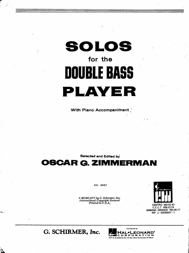 Zimmerman, Oscar Double Bass Solos PDF