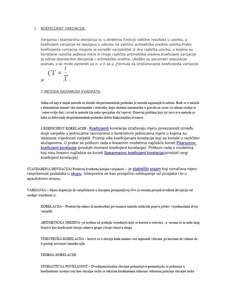 Koeficijent Varijacije | PDF