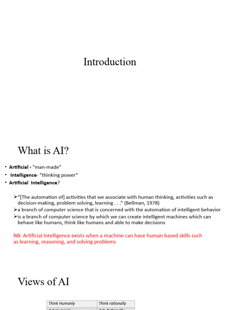 Lesson 1 introduction to ai pdf intelligence ai semantics