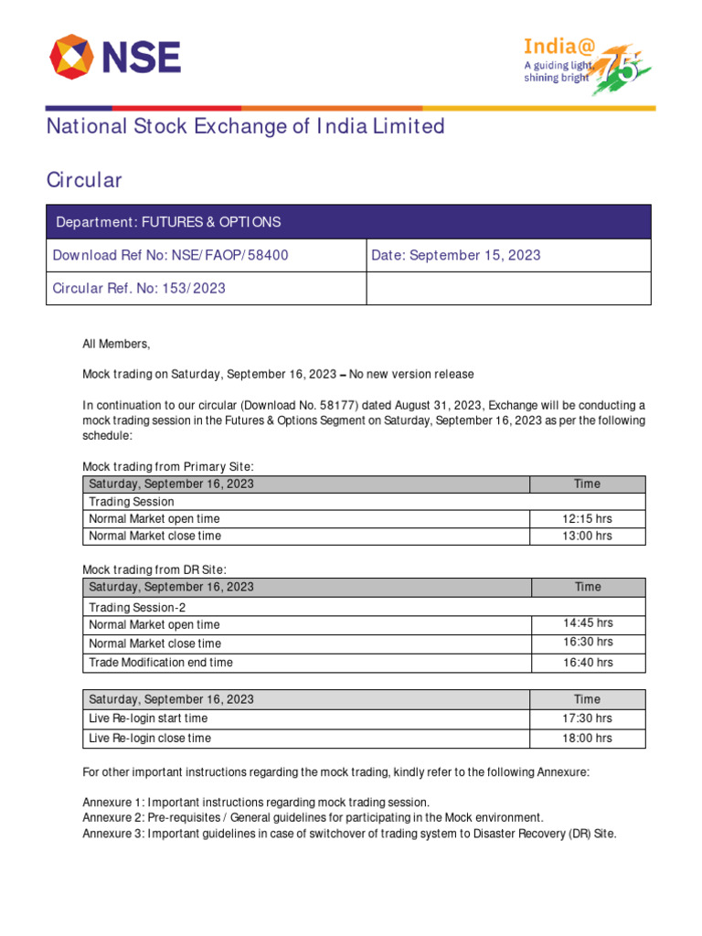 NSE Mock Trading Session Guide | PDF