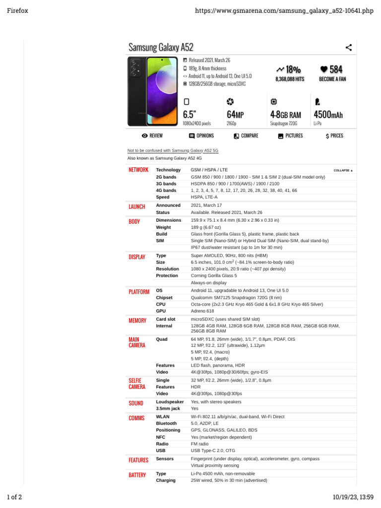 Spesifikasi Samsung Galaxy A52