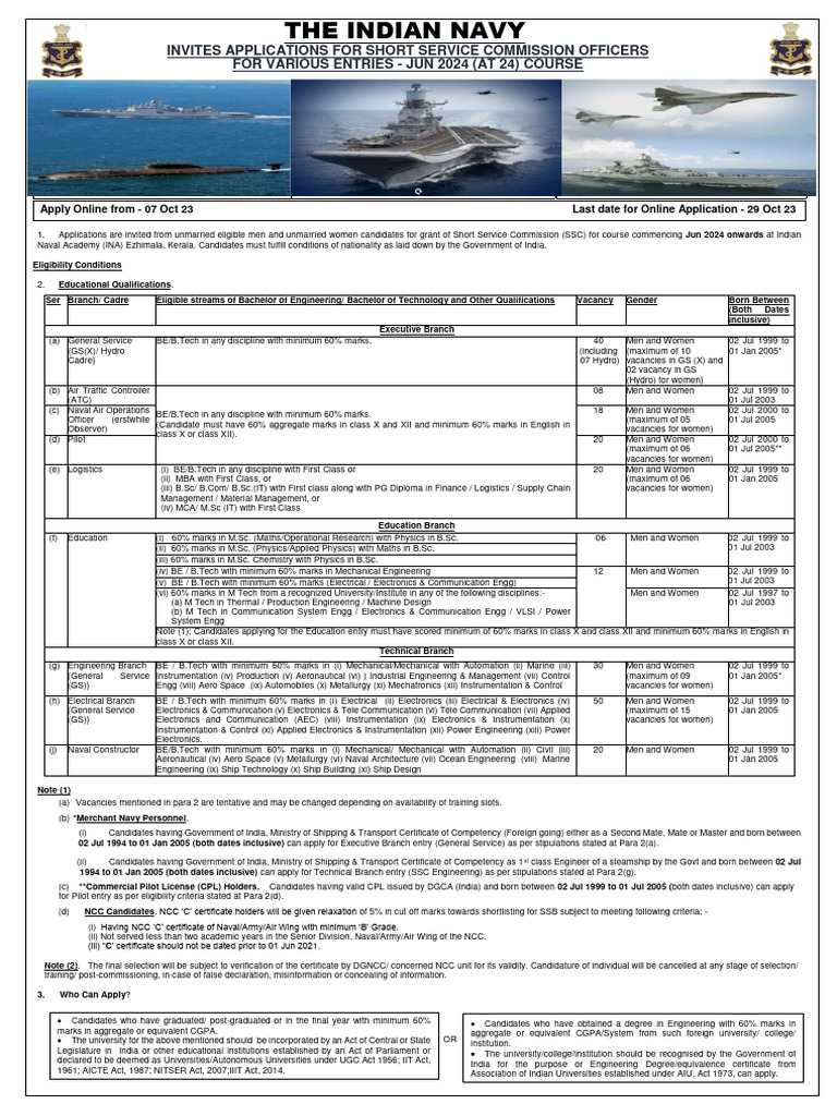 Indian Navy SSC Officer Applications 2024 | PDF | Academic Degree ...