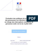 Rapport Sur Les Politiques de Prevention Des Grossesses Non Desirees Et de Prise en Charge Des IVG