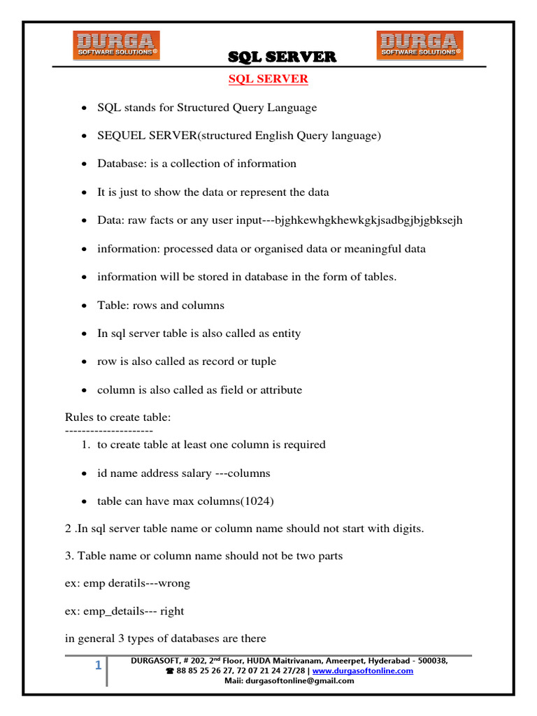 SQL Server | PDF