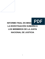Propuesta de informe en minoría en caso de la Comisión de Justicia contra la Junta Nacional de Justicia