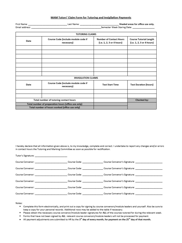 UCT Mathematics Tutor Claim Form | PDF | Computing | Computer Engineering