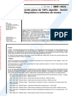 NBR 14634 de 12.2000 - Tecido Plano de 100% Algodão - Denim - Requisitos e Métodos de Ensaio