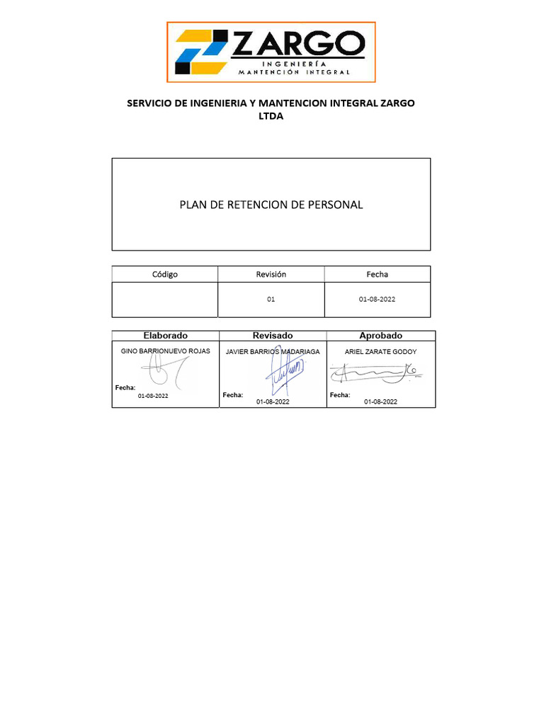 Plan De Retencion De Personal Pdf