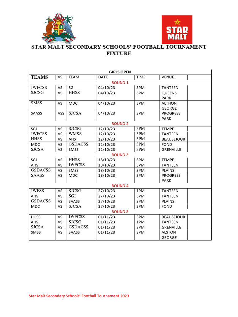 Star Malt Schools Football Tournament 2023 | PDF | Leisure Activities ...