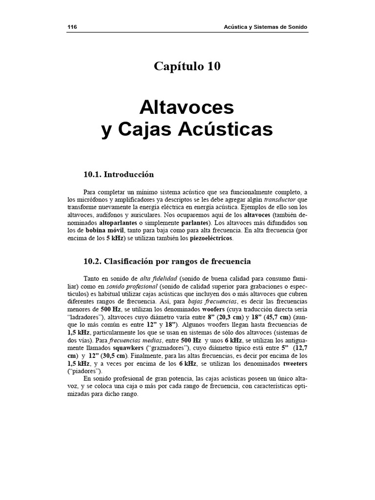 01 - Acústica y Sistemas de Sonido - Cap 10 - Altavoces y Cajas ...