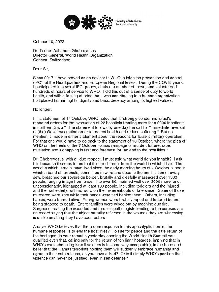 WHO's Response to Gaza Conflict Criticized | PDF | Social Science