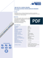 Tubo de Pvc-U Simple Presión para Instalaciones Domiciliarias de Desagüe