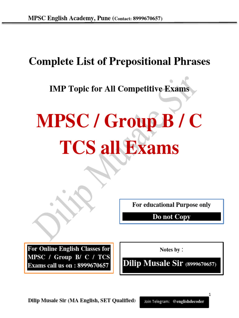 Prepositional Phrases | PDF