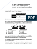 Química Geral I - Aula 3 - Terceira Lista de Exercícios