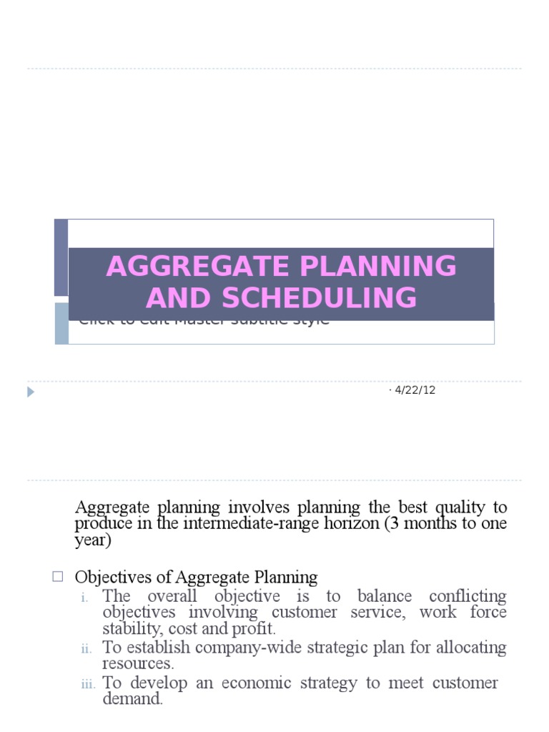 Aggregate Planning and Capacity Strategies | PDF | Operations ...
