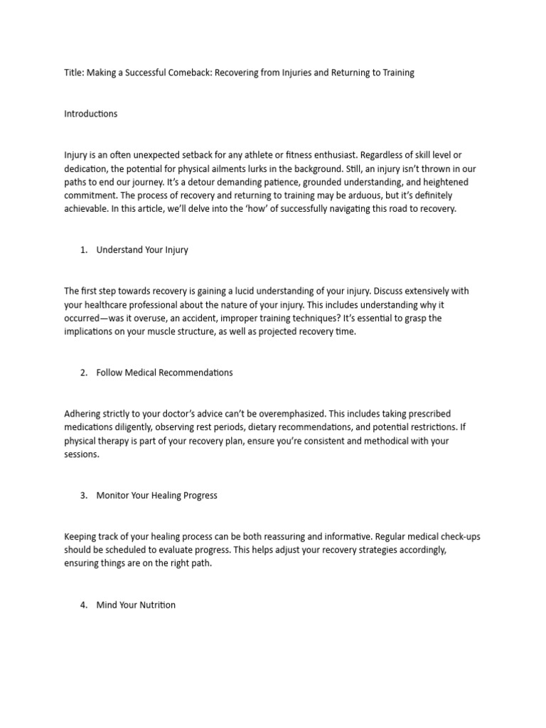 Recovering From Injuries | PDF