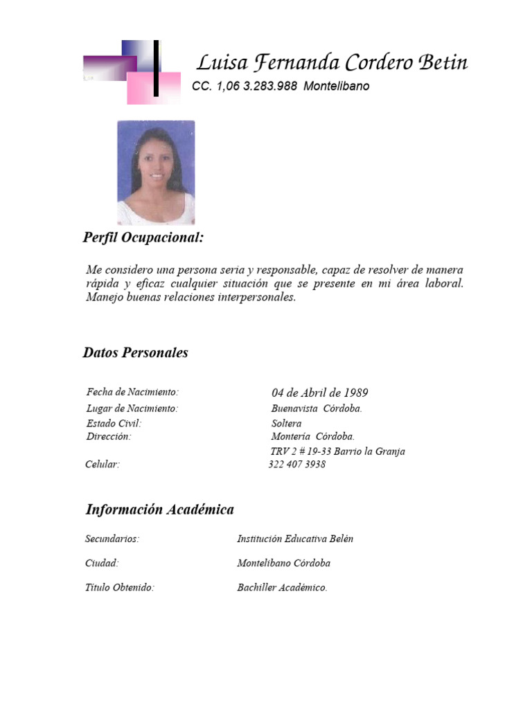 Perfil Profesional de Luisa Cordero | PDF | Cuidado de la salud