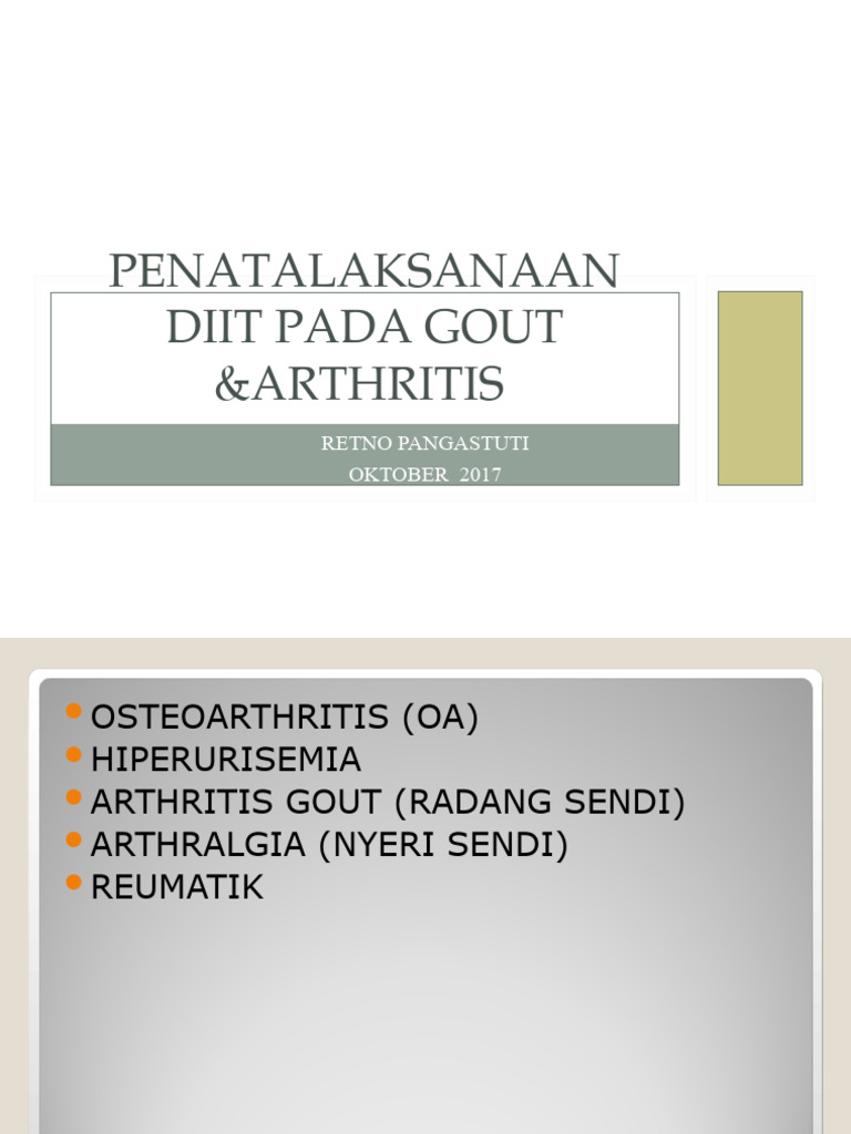 Penatalaksanaan Diet Gout Dan Arthritis Pdf Pengembangan Diri