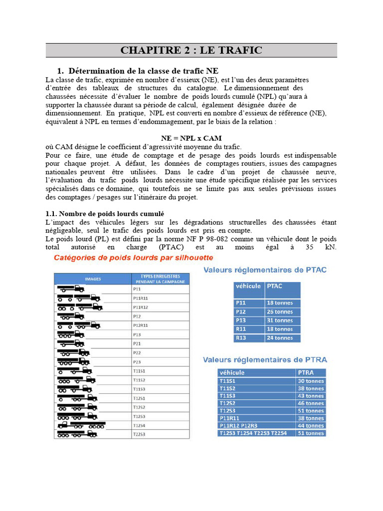 Classes de trafic poids lourds et calculs | PDF | Transport | Véhicules