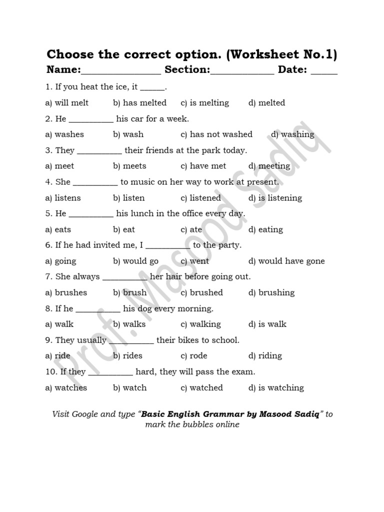 Basic English Grammar Worksheet | PDF | Language Arts & Discipline