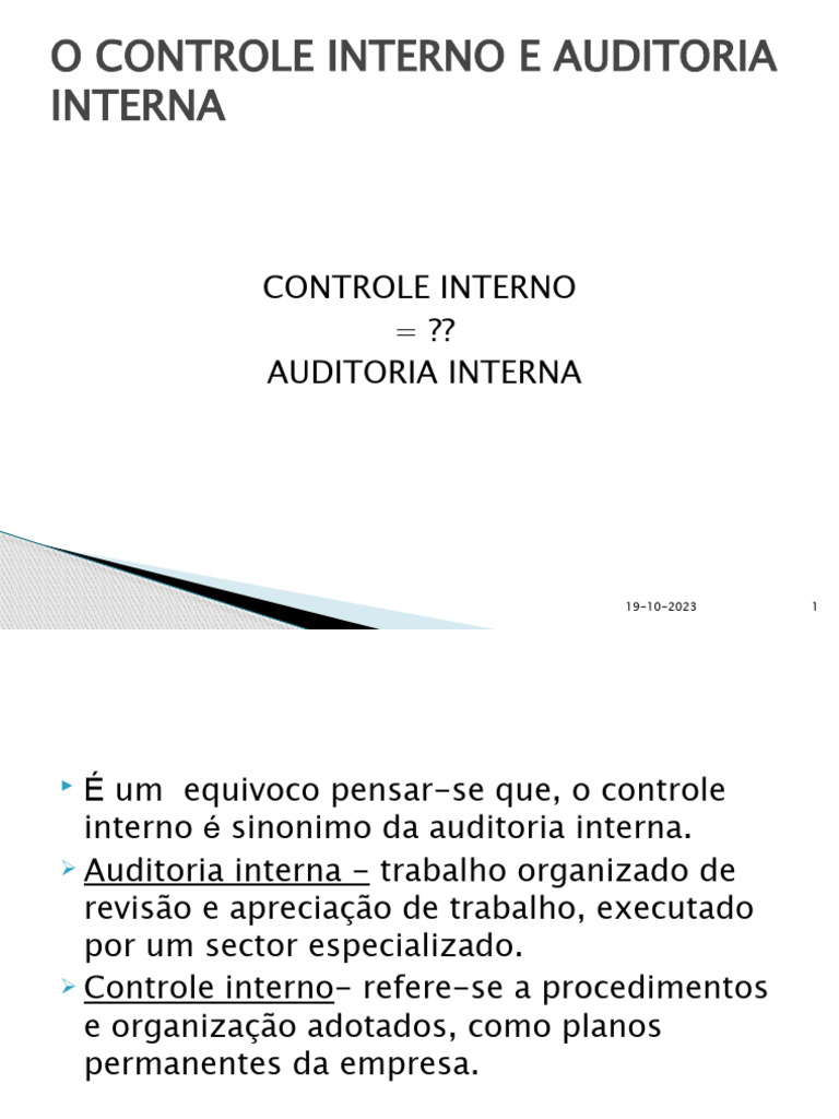Controle Interno e Auditoria Interna | PDF | Contabilidade | Auditoria ...
