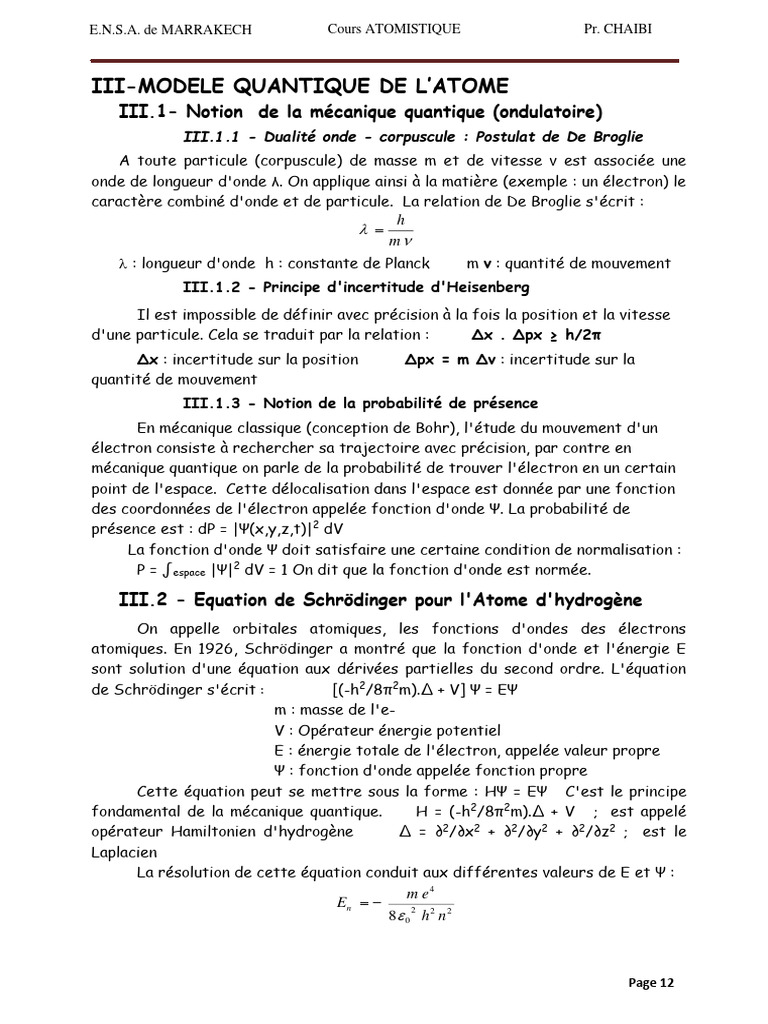 Modèle quantique de l'atome et orbitales | PDF | Orbitale atomique ...