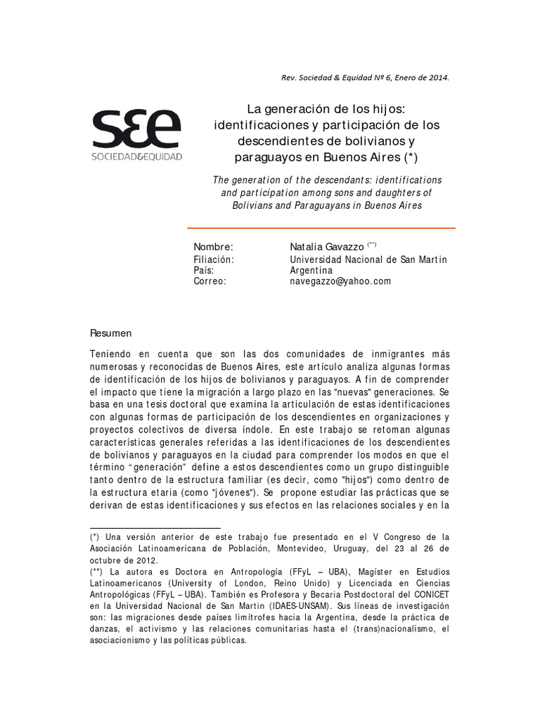 La generaci n de los hijos identificaciones y participaci n de los