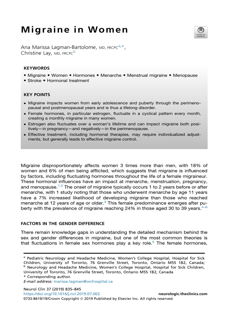 Clinic 11 PDF Migraine Combined Oral Contraceptive Pill