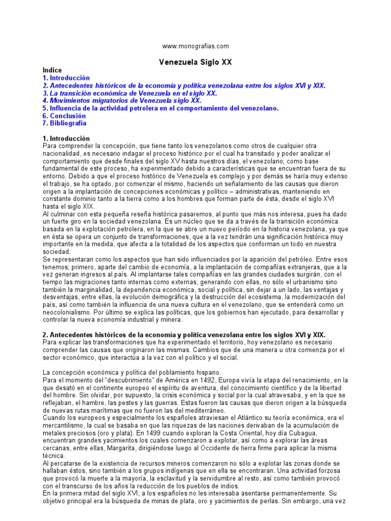Venezuela en el Siglo XX: Transformaciones | PDF | Venezuela | Petróleo