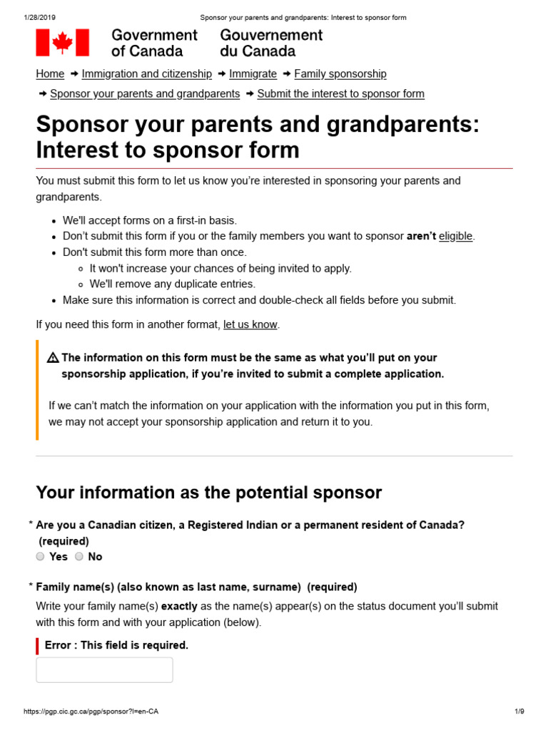 Interest to Sponsor Form for Parents | PDF