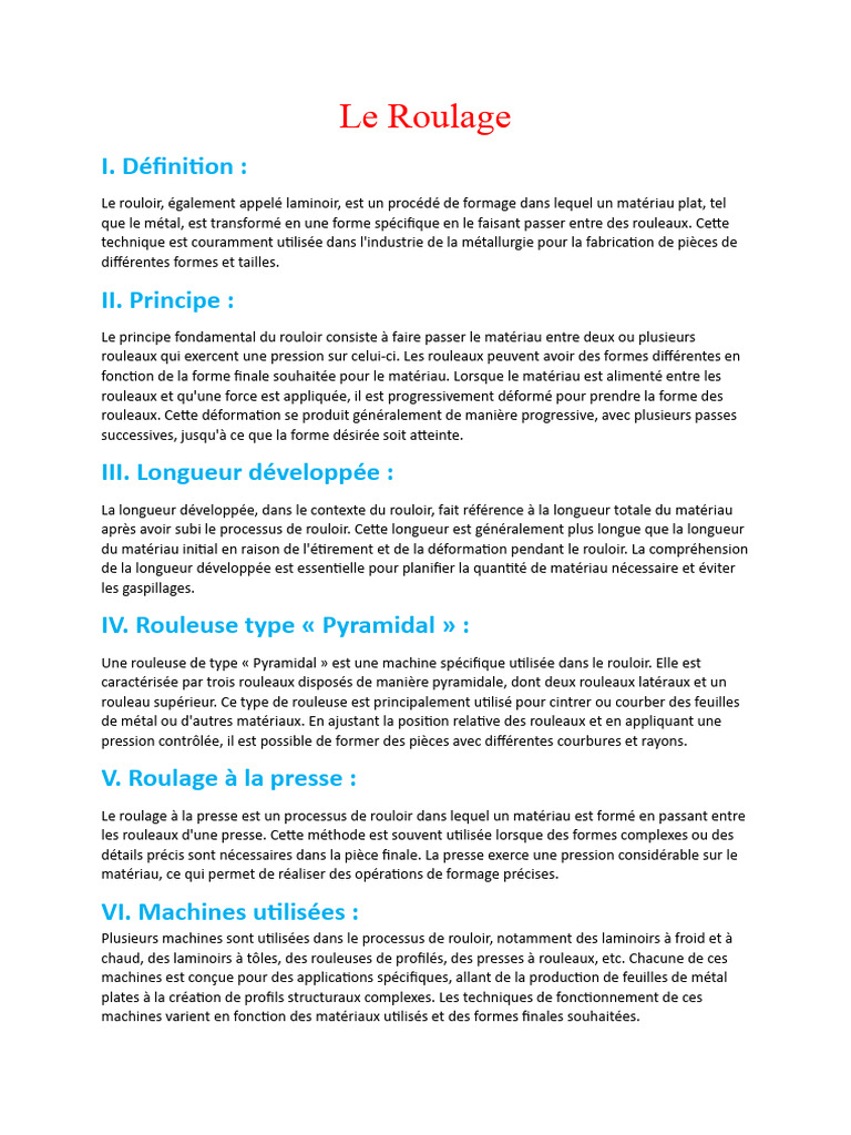 Roulage : Techniques et Machines | PDF | Laminage | Secteur secondaire ...