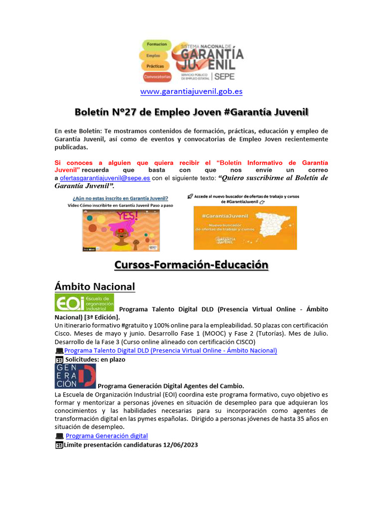 Boletin N27 Garantia Juvenil | PDF
