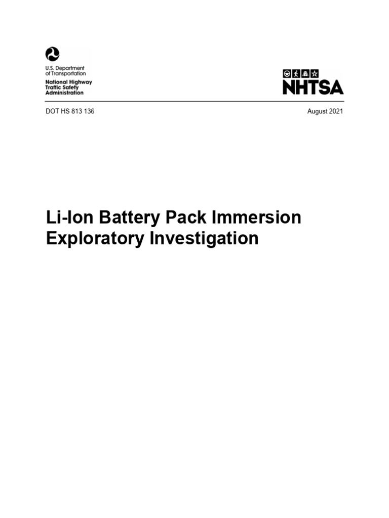 LiIon Battery Pack Immersion Exploratory Investigation PDF