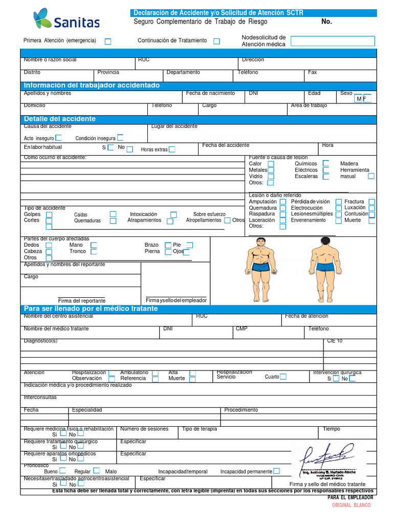 Formato declaración de accidentes y-o solicitud de atención SCTR ...
