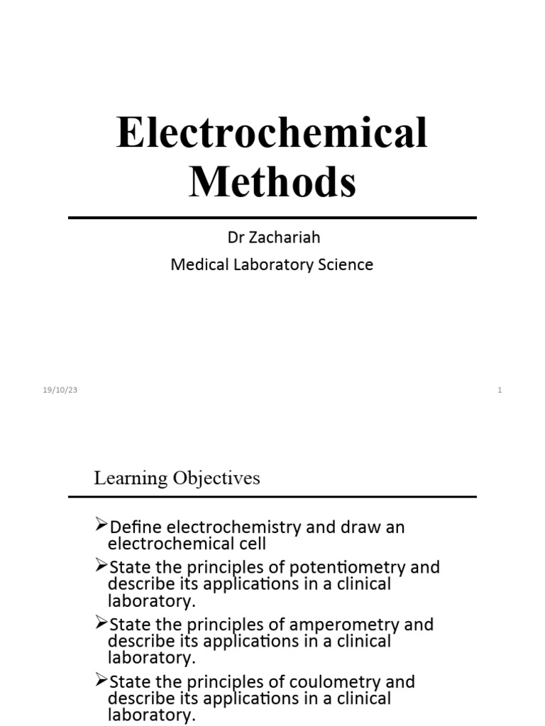 Electrochemical Assays and Electrophoresis 2023 MLS201 PDF