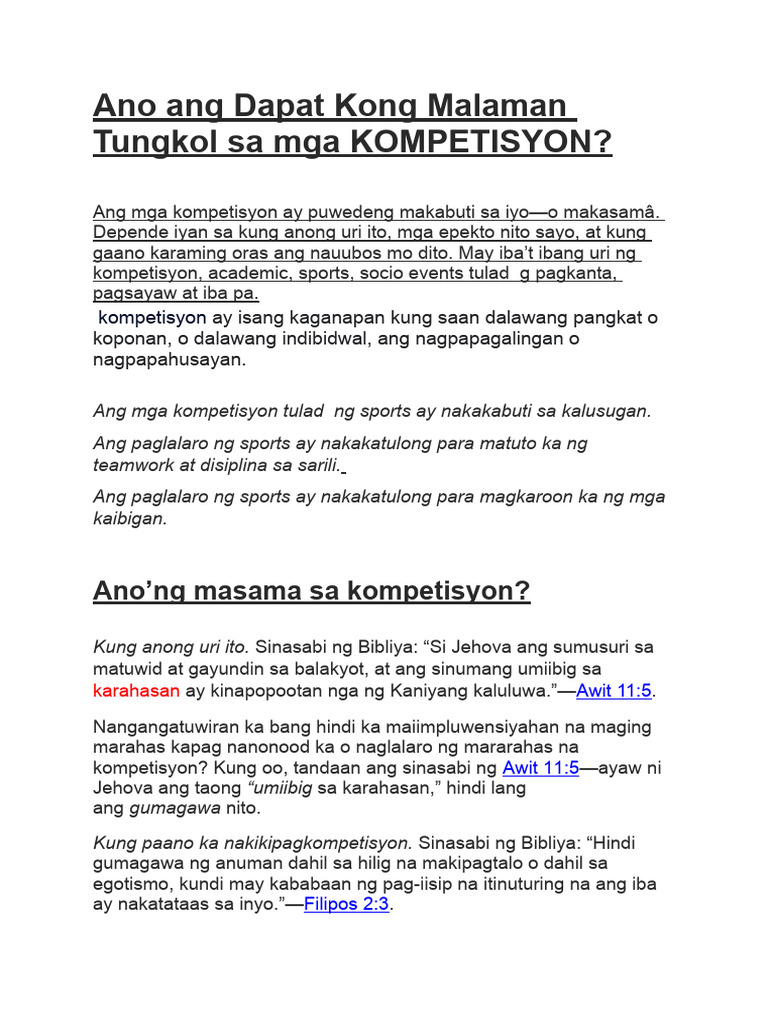 Ano Ang Dapat Kong Malaman Tungkol Sa Mga KOMPETISYON | PDF